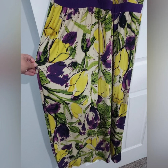 Lane Bryant Yellow, Purple and Green Floral Sleeveless Maxi Dress in Size 18/20 - Picture 6 of 12